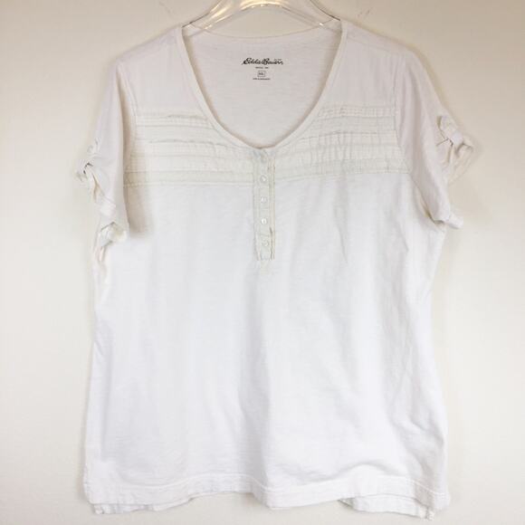 Eddie Bauer | Cream Pleated Knit Top | XXL - Picture 1 of 5